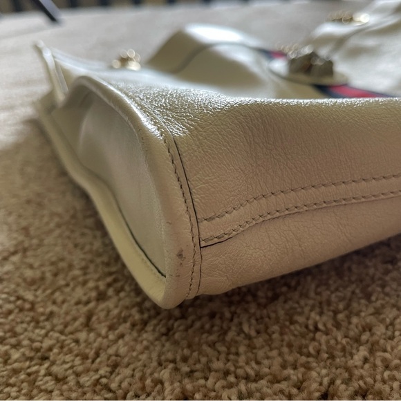 Authentic Gucci Rajah Large White Leather Tote Shoulder Bag Sherry Tiger 537219 - Picture 7 of 16